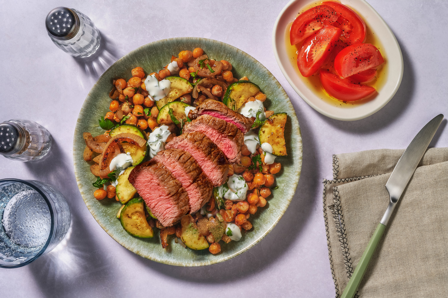 Harissa Pomegranate Beef  Rump and Spicy Veg