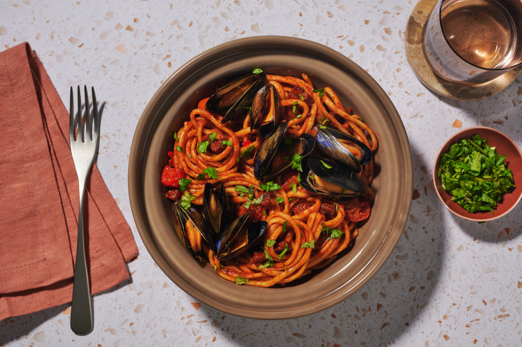 Linguine aux moules & chorizo