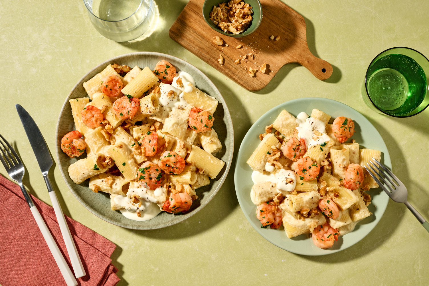 Krämig räkrigatoni