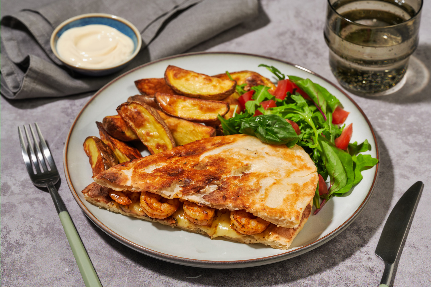 North Indian Style Prawn Stuffed Cheesy Naan