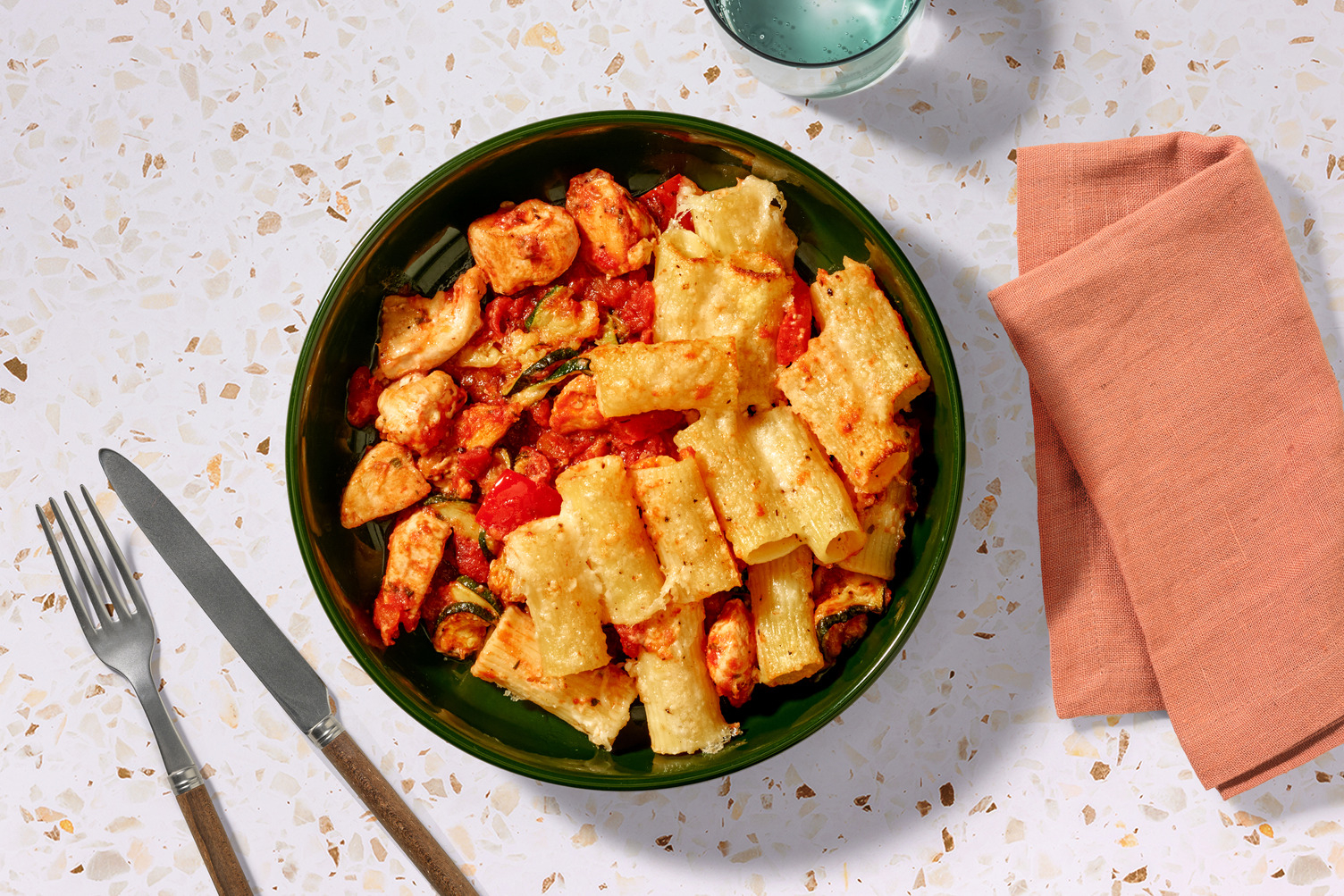 Double Layered Creamy Chicken Pasta Bake