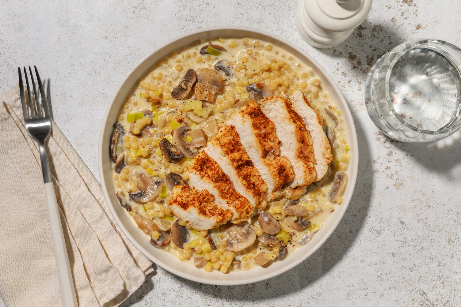 Perlebyggotto og krydret kylling