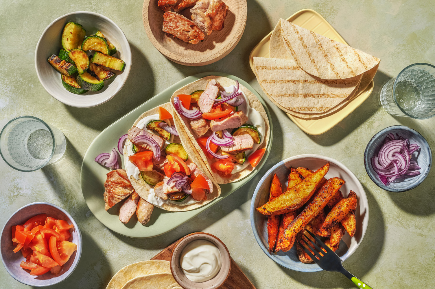 Grekiskinspirerade tacos på fläskkött