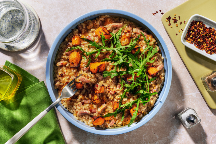 Double Bacon and Butternut Squash Stovetop Risotto