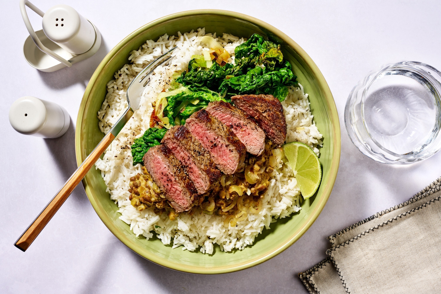 Sri Lankan Parippu and Kale Mallum with Beef