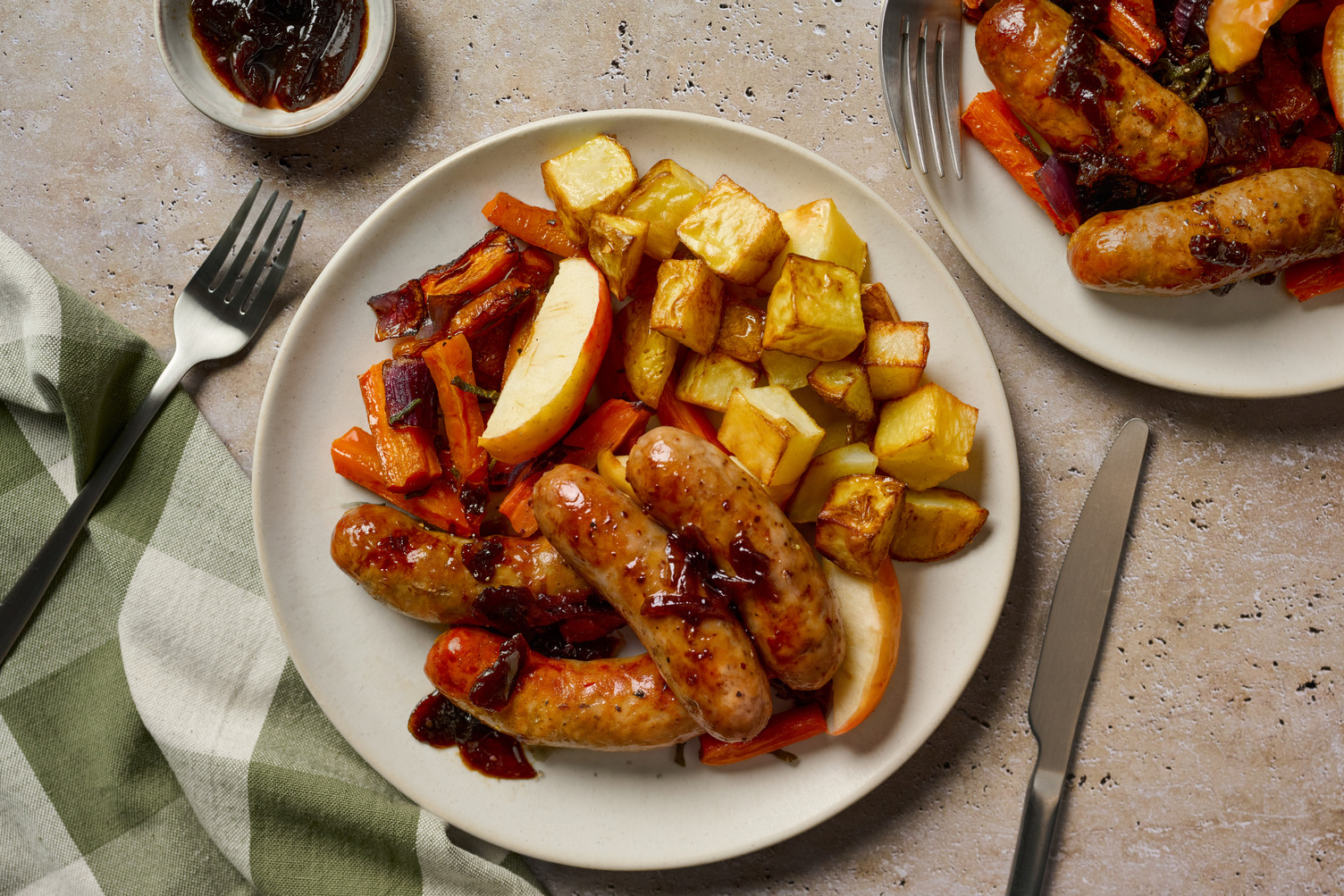 Apple, Sage and Double Honey Mustard Sausage Traybake