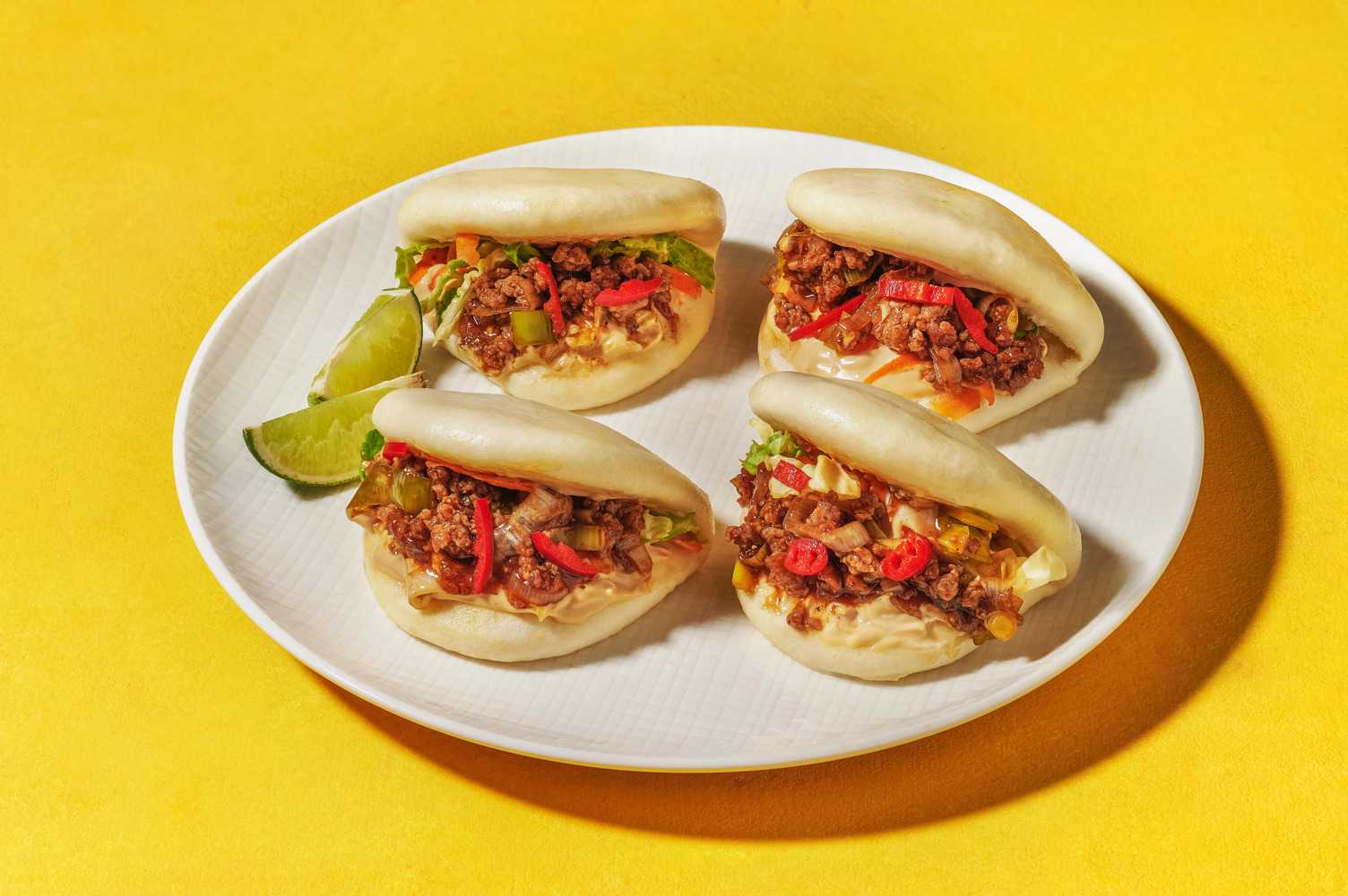 Bao-bröd med asiatisk blandfärs