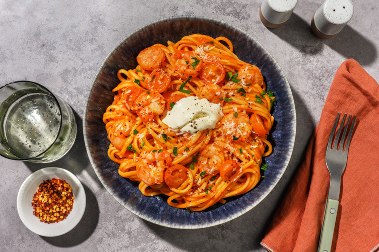 Chilli Flake Prawn Linguine with Chorizo