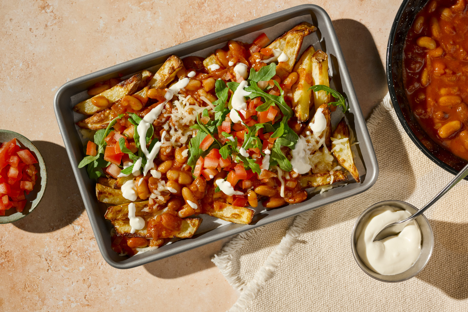Cheesy Mixed Bean Loaded Fries