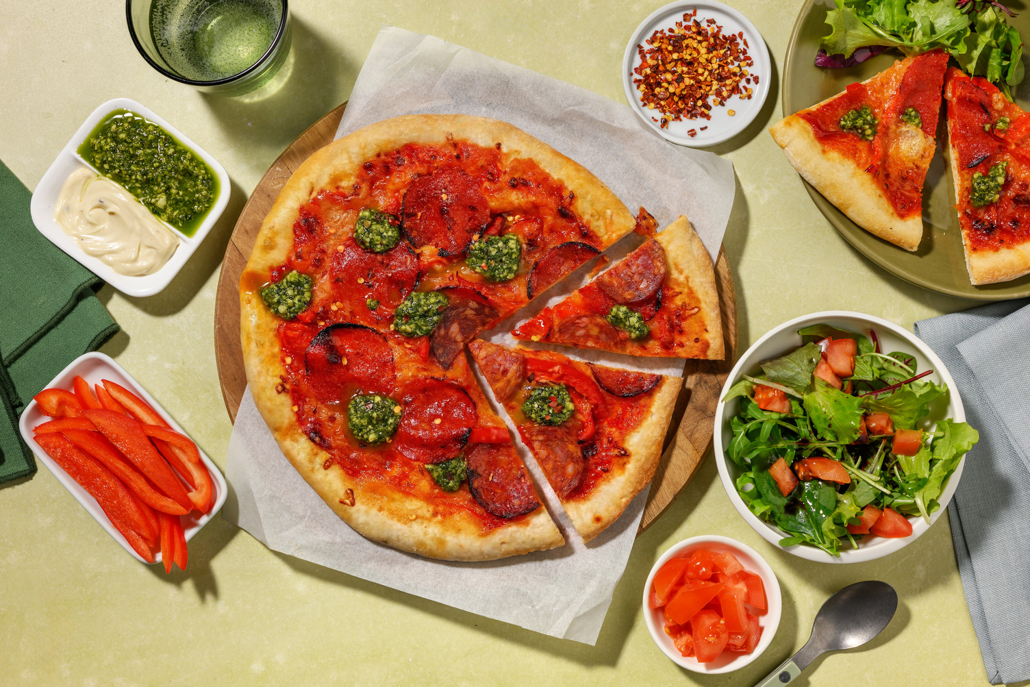 Build Your Own: Double Chorizo Slices, Cheese and Tomato Pizzas