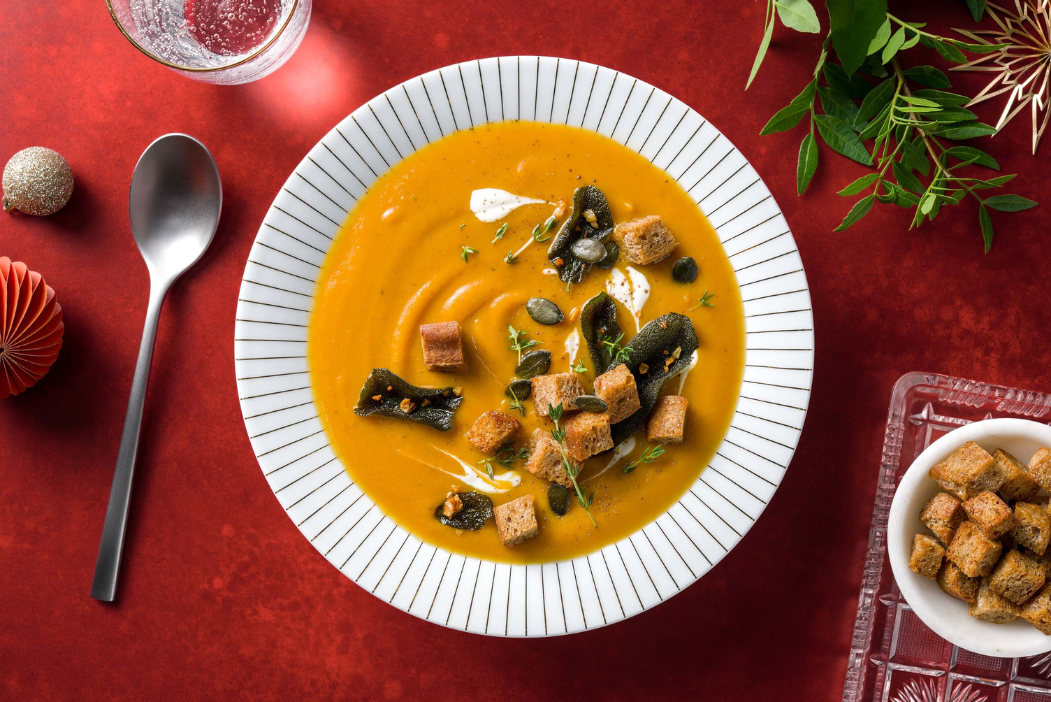 Pumpkin Soup with Sage Beurre Noisette & Croutons