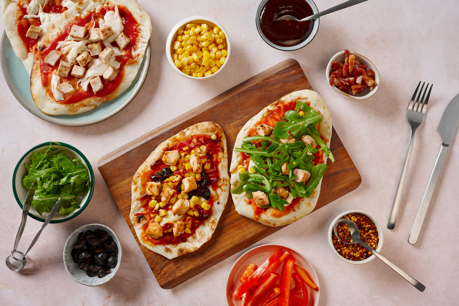 Build Your Own: Cheesy Chicken Loaded Flatbreads