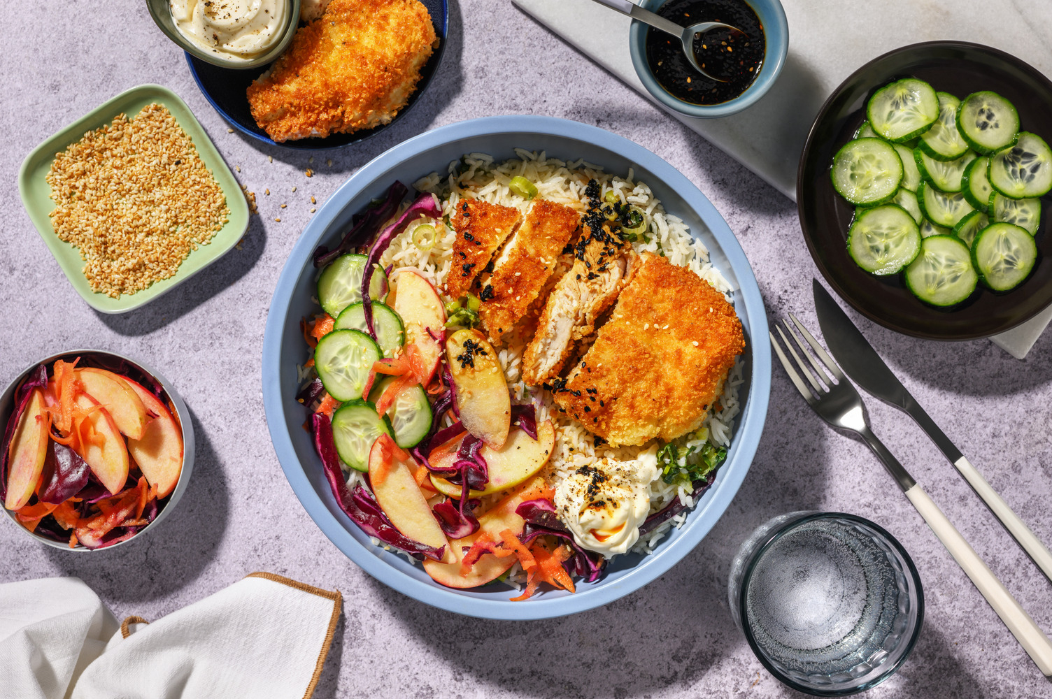 Asiatisk risbowl med frasig kyckling