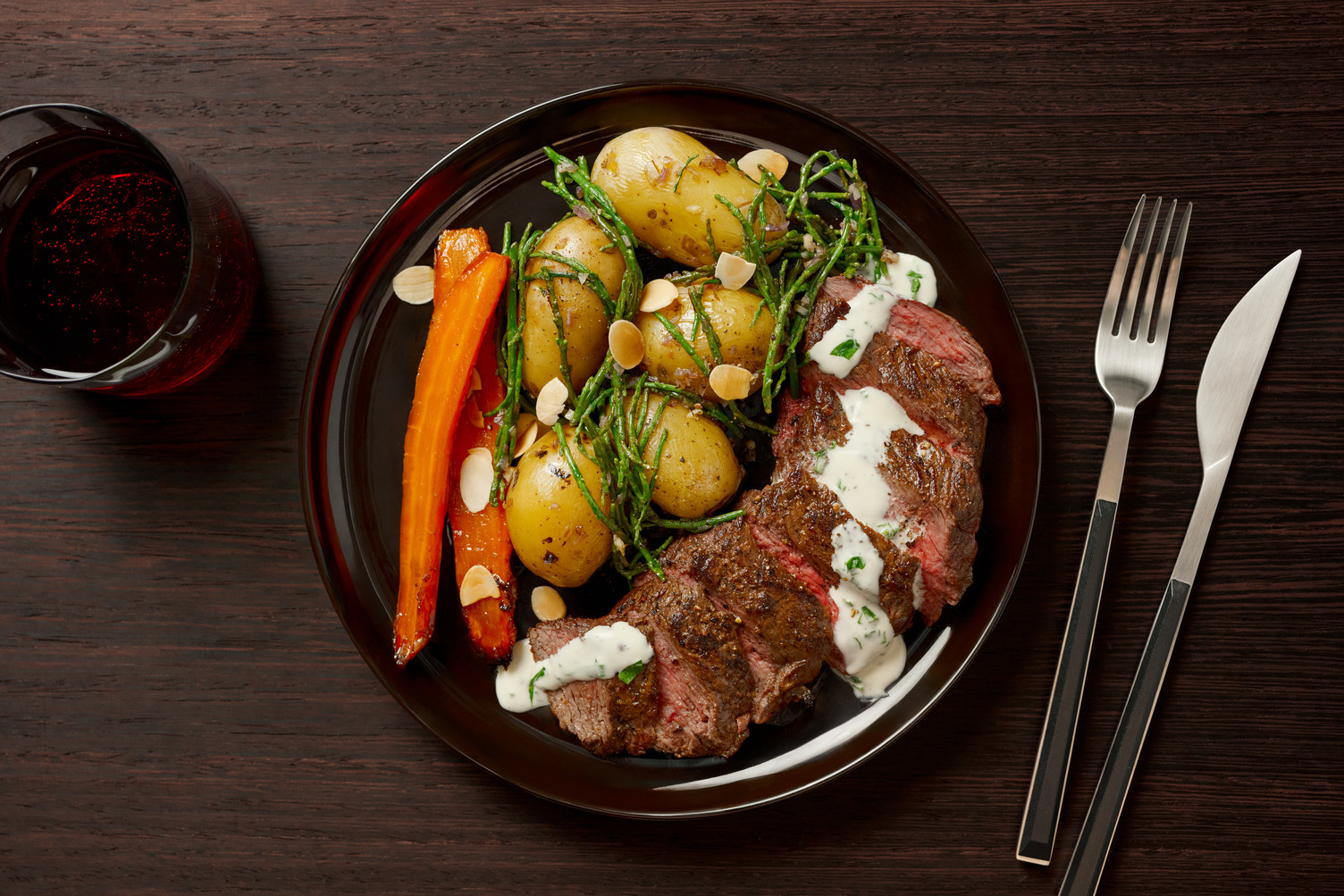 Rumpsteak og salturt-kartofler