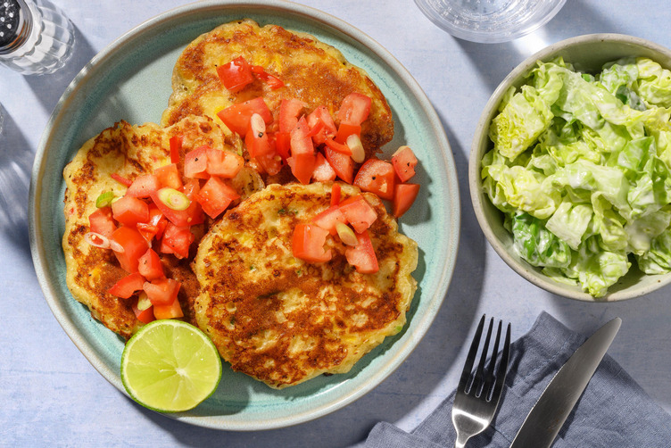 Tex-Mex-Konfetti Pancakes mit Tomaten-Salsa