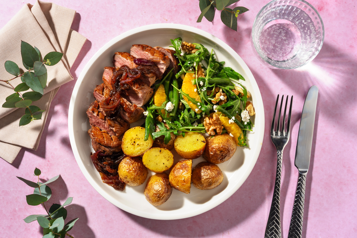 Entenbrust mit knusprigen Drillingen