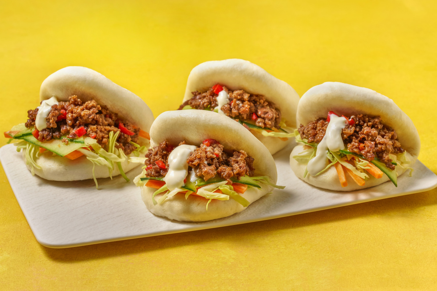 Koreanska bao-bröd med nötfärs