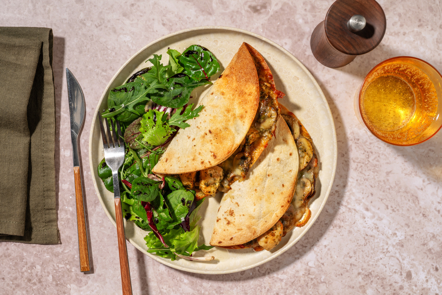 Pesto Double Chicken Quesadillas