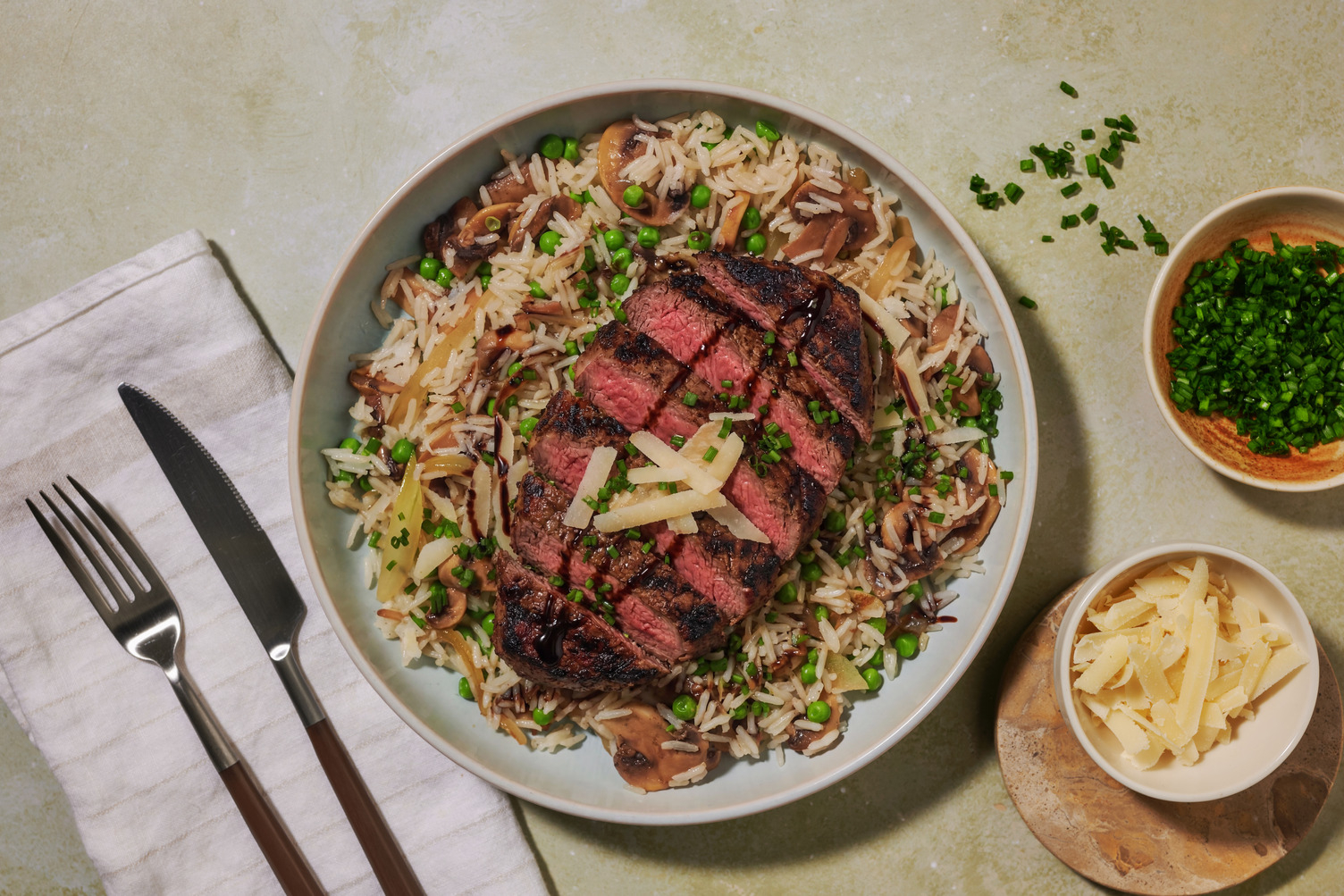 Pan-seared Paprika Beef Rump and Black Garlic Rice