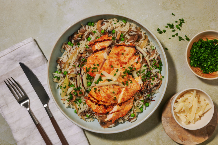 Pan-seared Paprika Double Chicken and Black Garlic Rice