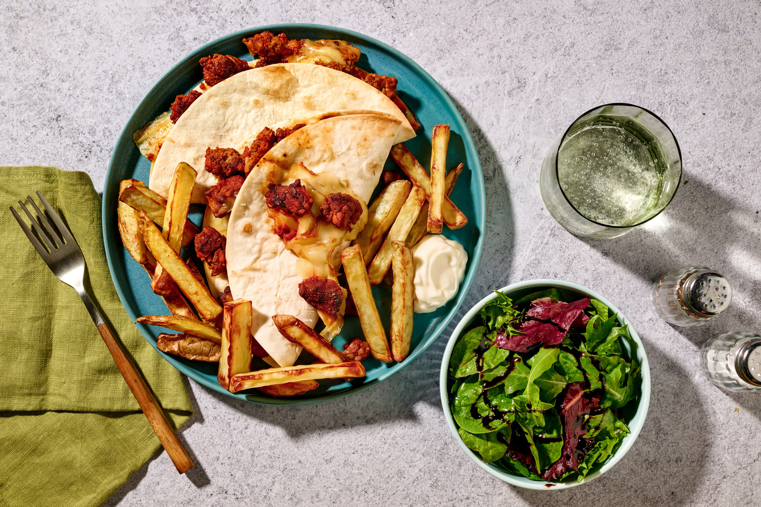 South Carolina Style BBQ Beef Quesadillas and Chips
