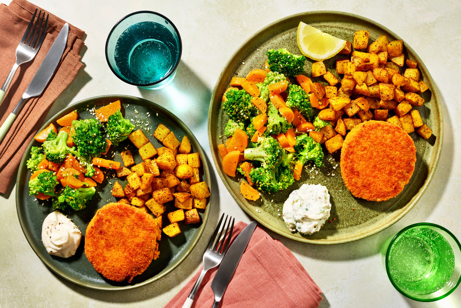 Approuvé par les enfants : Burger de poisson, pommes de terre & légumes