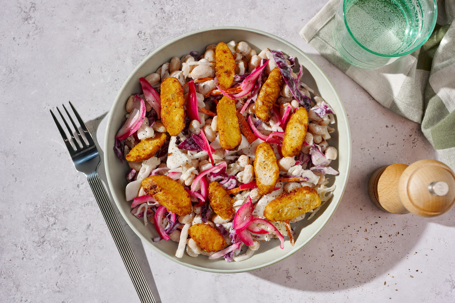 Butterbohnensalat mit veganem Poulet