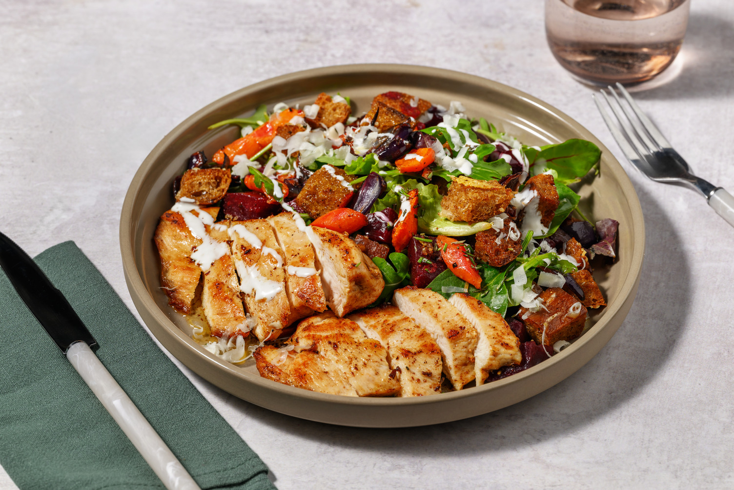 Golden Double Chicken & Sourdough Crouton Salad