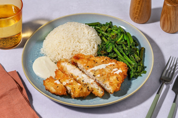 Sesame-Crusted Chicken Tendies & Sautéed Veg