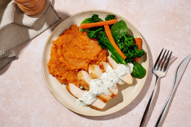 Spiced Salmon & Garlic Sweet Potato Mash