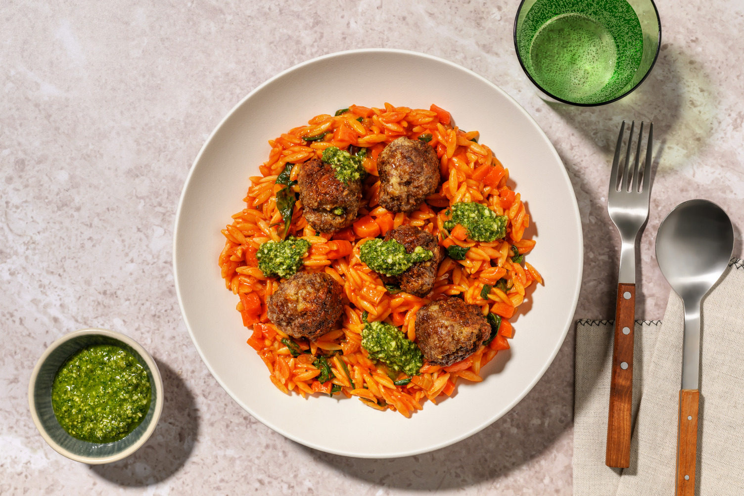 Parmesan-Stuffed Beef Meatball Risoni