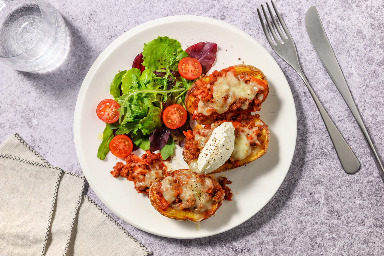 Stacked Cheesy Pork Jacket Potatoes