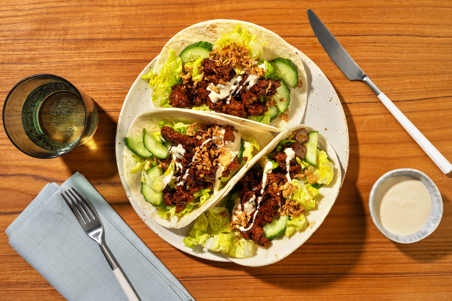 Teriyaki Beef & Cos-Cucumber Tacos