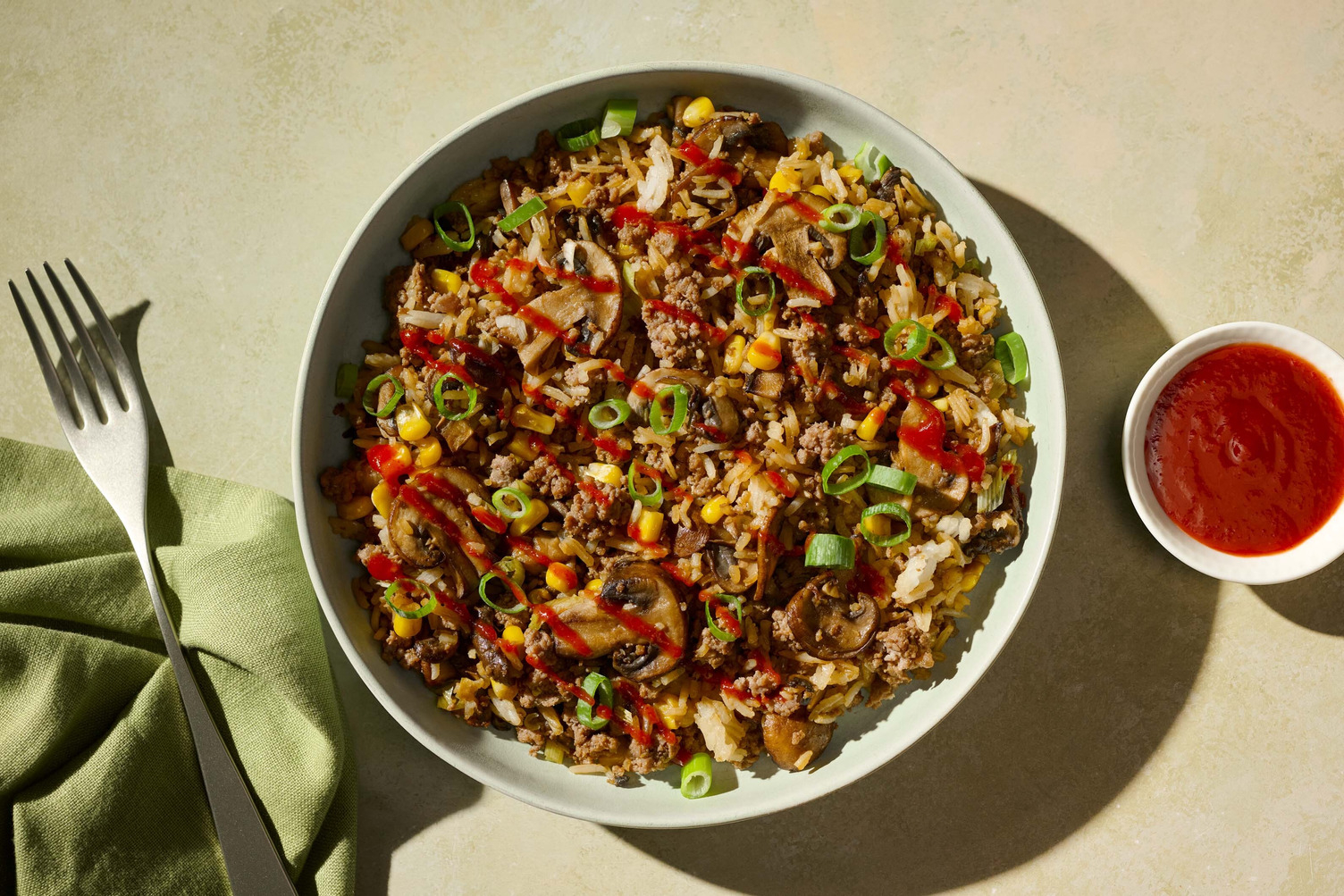 Tout-en-un : Riz et bœuf haché au gingembre et au soya