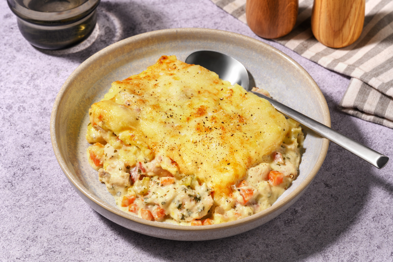 Creamy Double Chicken, Bacon & Veggie Loaded Pie