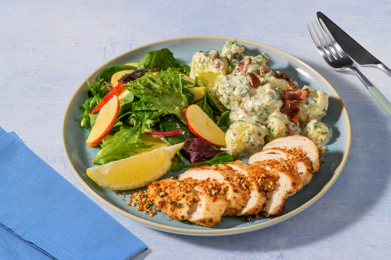 Double Zesty Garlic Chicken & Potato-Bacon Salad