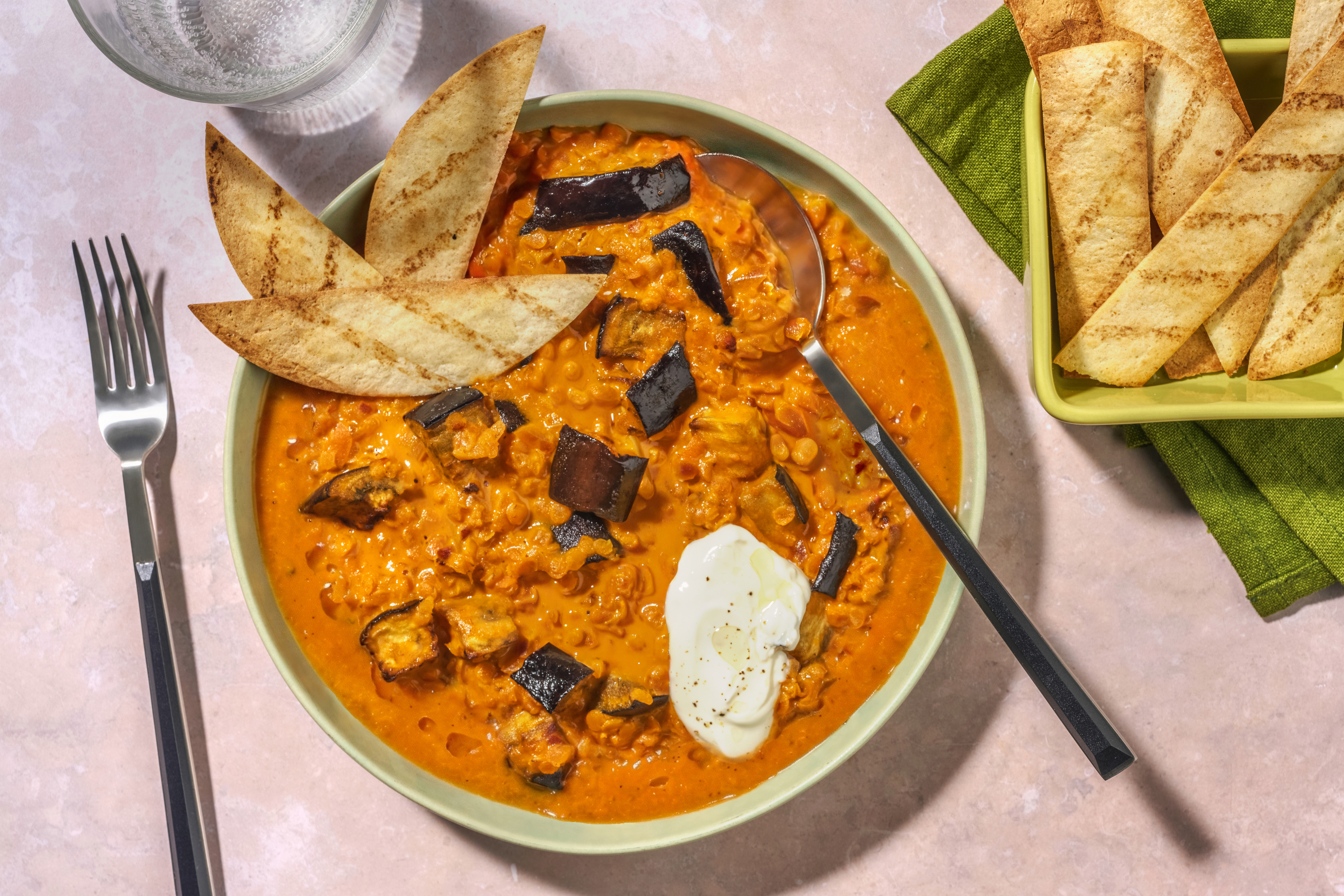 Indian Eggplant, Chicken Lentil & Coconut Dhal