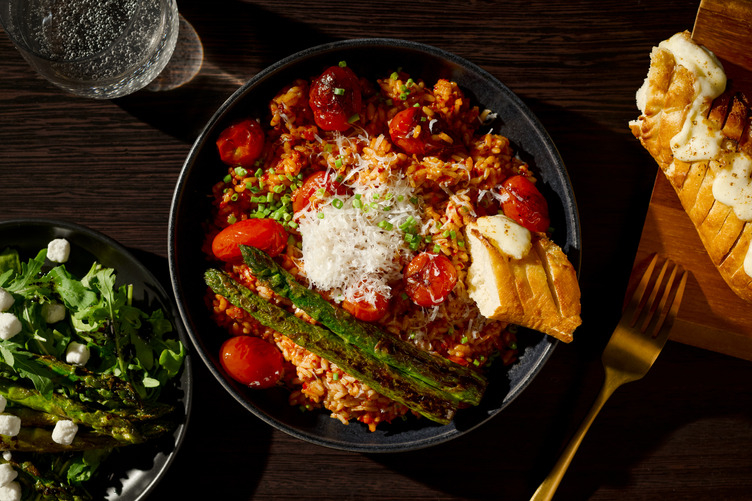 Veggie 'Nduja, Pecorino and Chive Oven-Baked Risotto