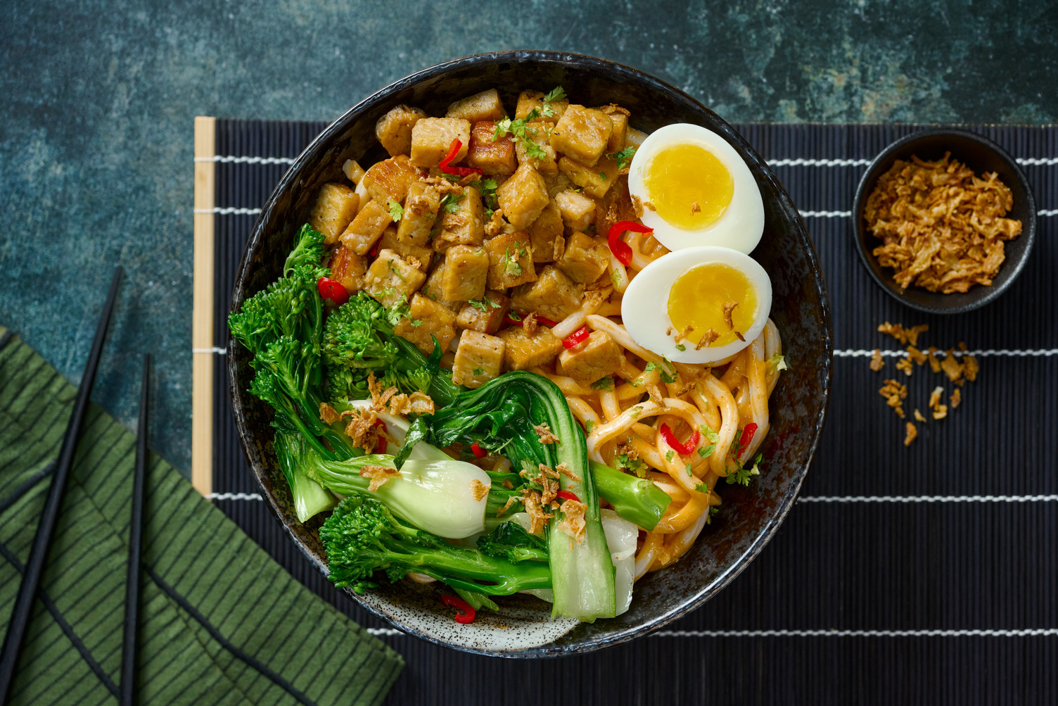 Crispy Tempeh Coconut & Gochujang Noodles