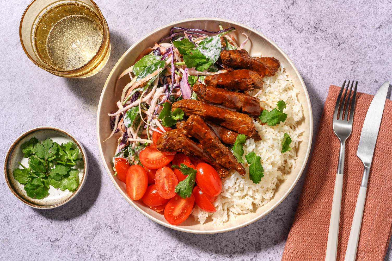 Easy Smokey Beef  & Caesar Slaw Bowl