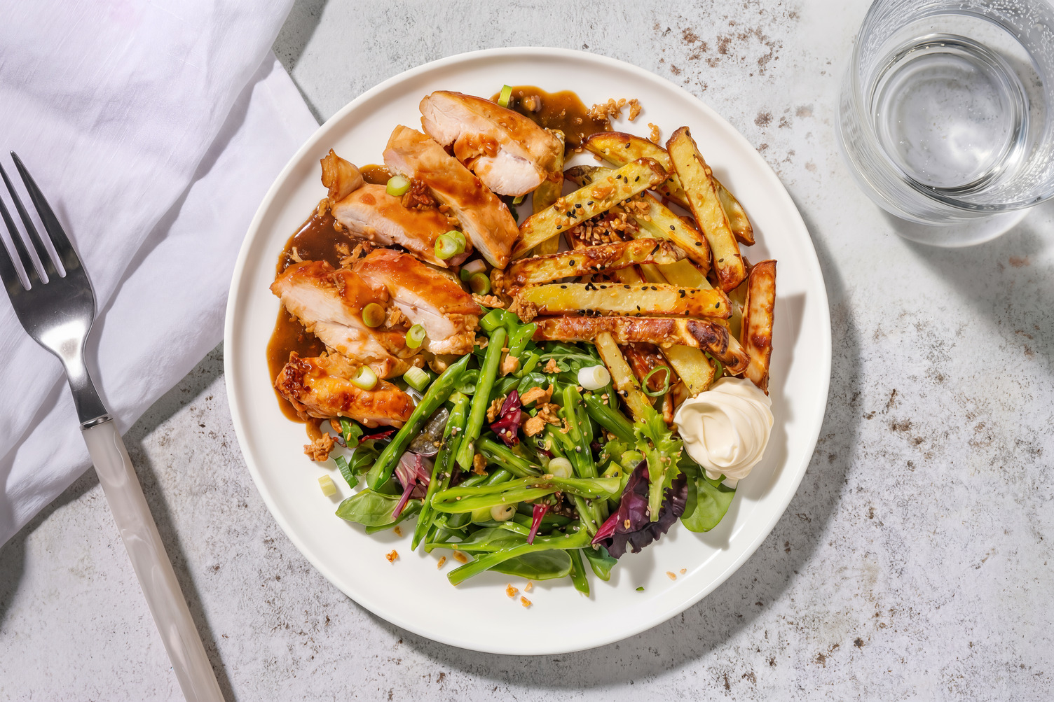 Sticky Honey-Soy Salmon & Sesame Fries