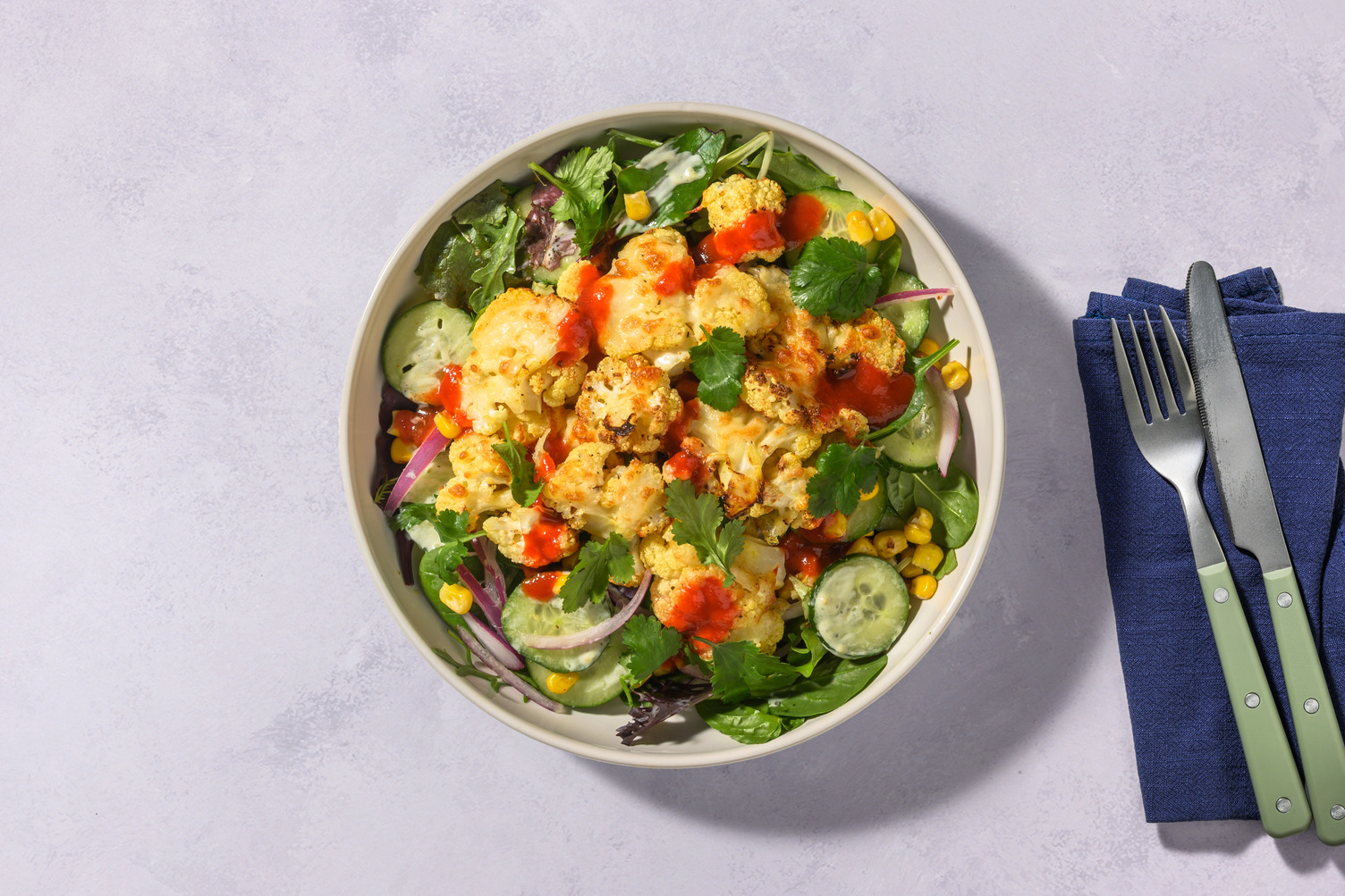 Cheesy Fiesta Crushed Halloumi & Cauliflower Salad