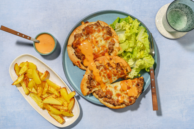 Cheesy Pork Cheeseburger Flatbreads & Halloumi