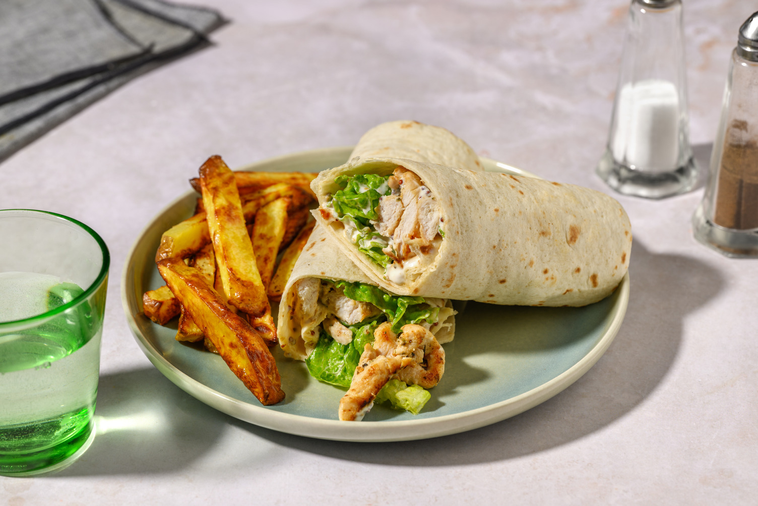 Herby Chicken Caesar Wraps & Fries