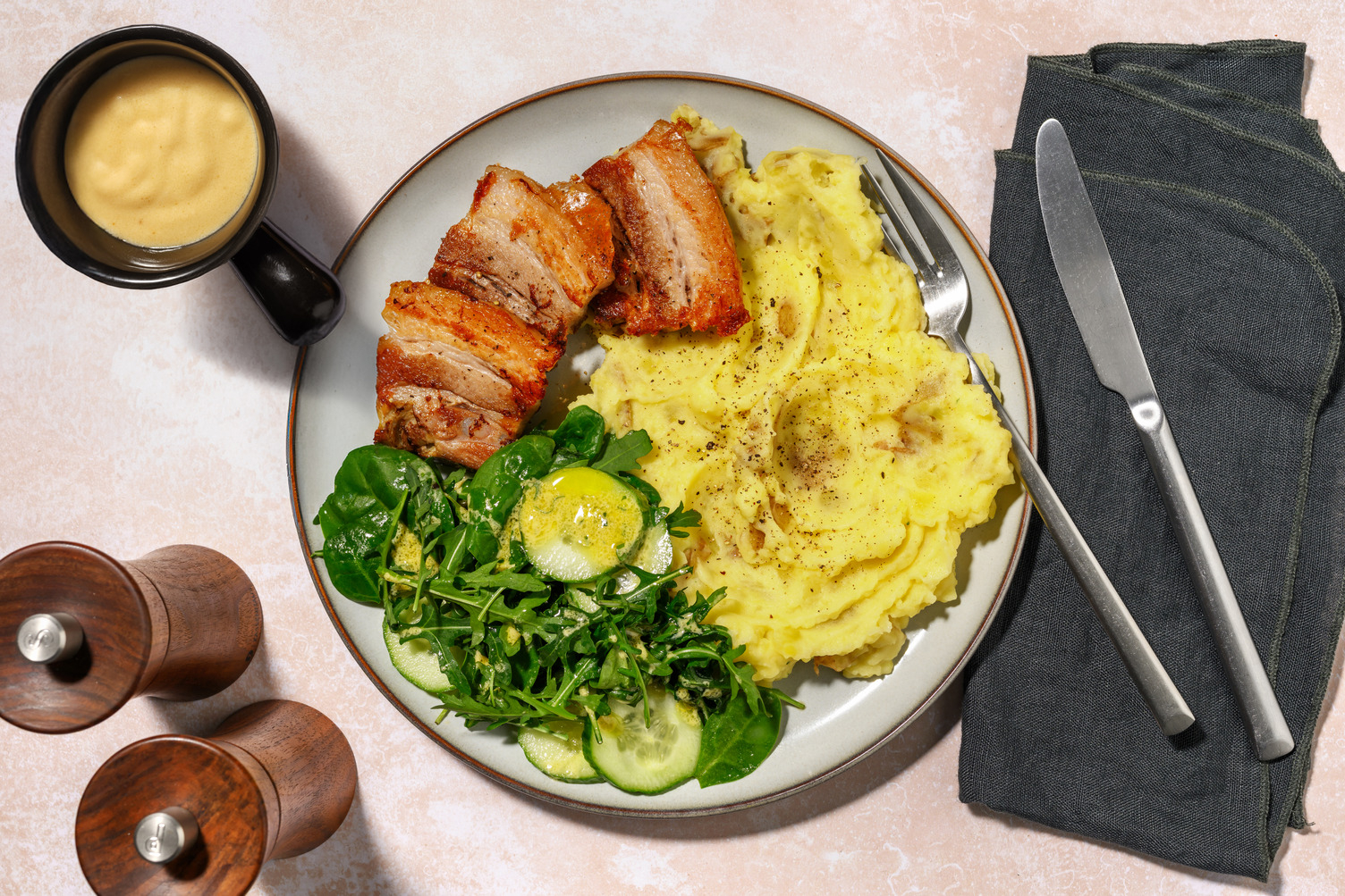 Roast Pork Belly, Bacon & Apple Sauce