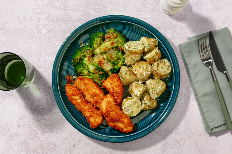Crumbed Halloumi & Two-Cheese Roast Broccoli 