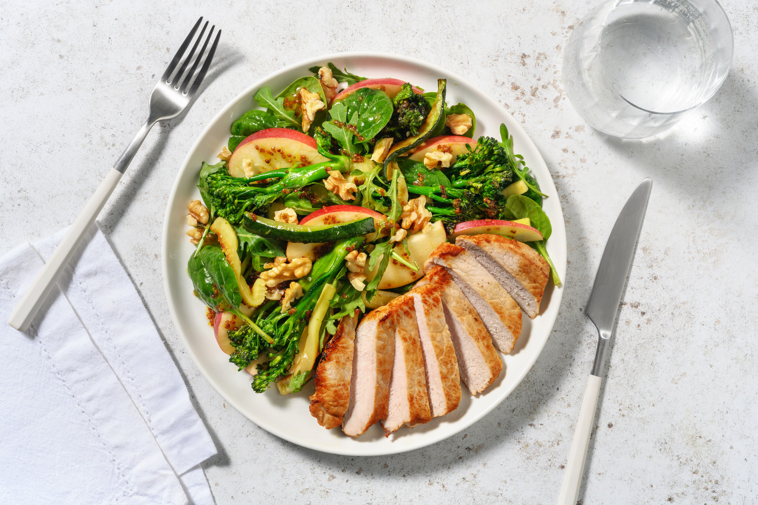 Seared Pork & Nutty Baby Broccoli Salad