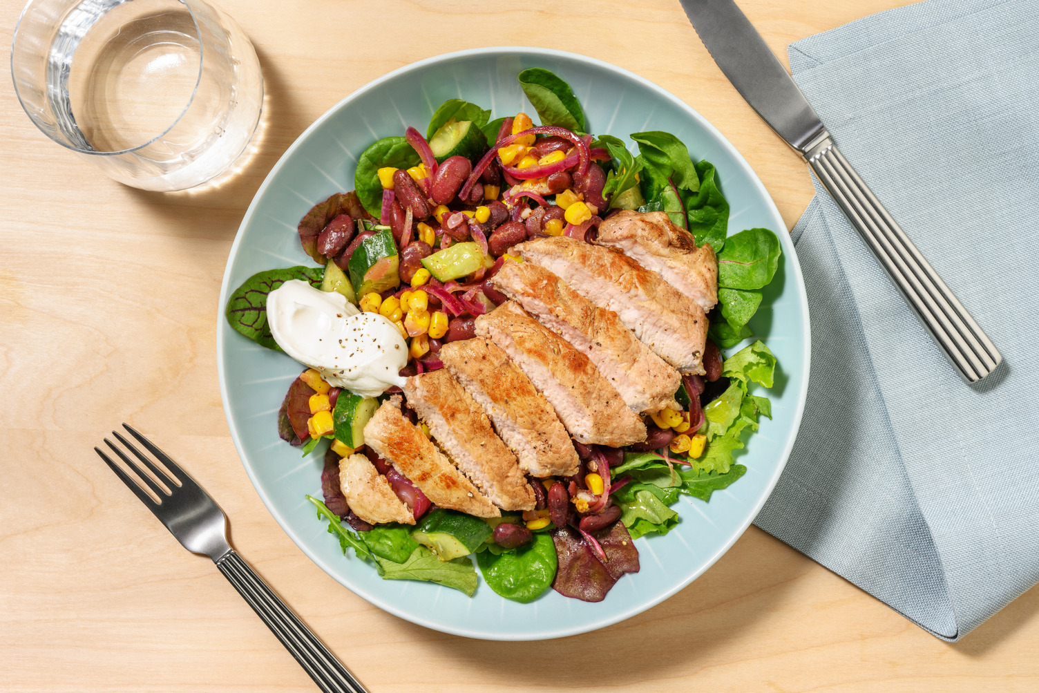 Pork & Mumbai-Spiced Rajma Bean Salad 