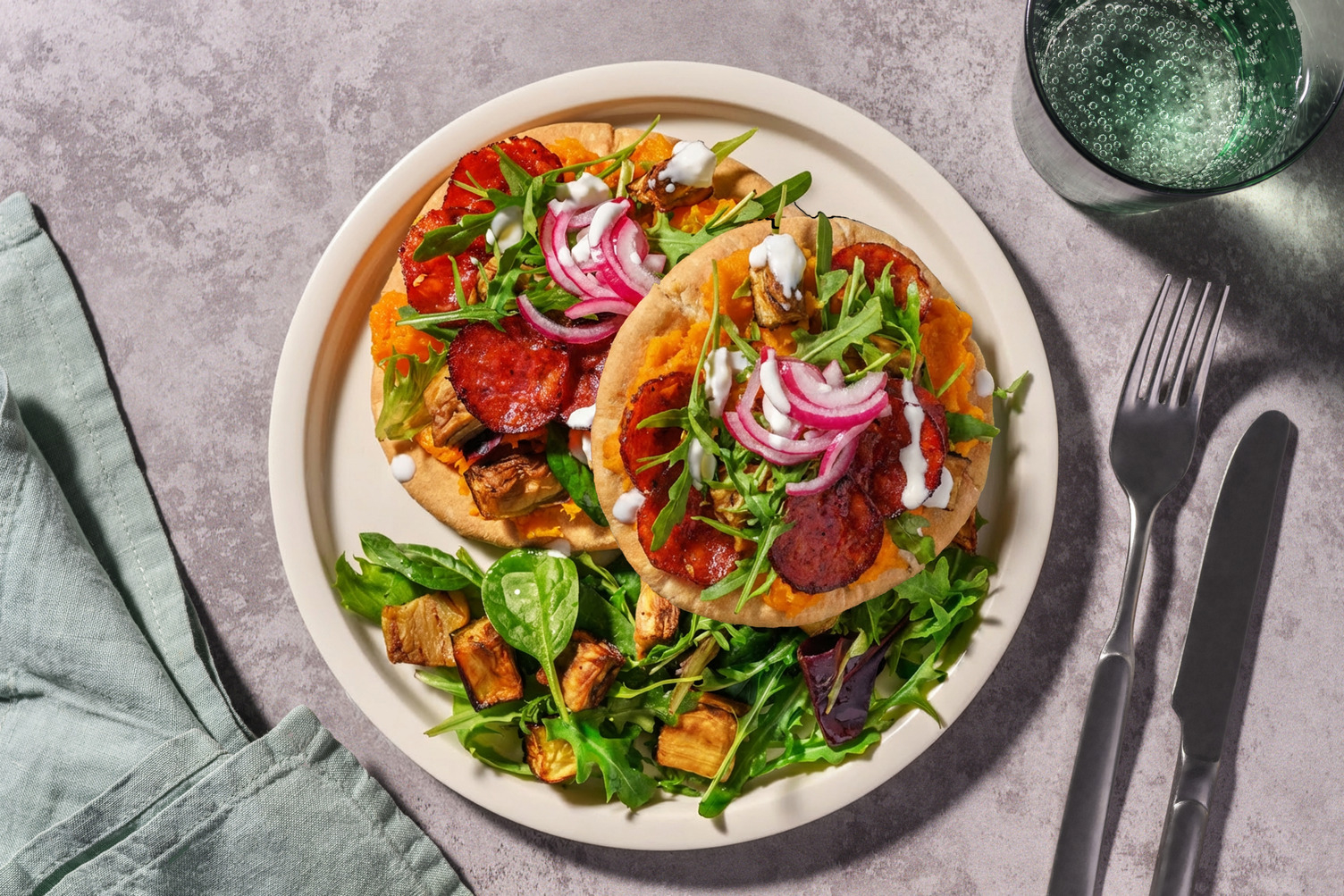 Chorizo & Smashed Pumpkin Flatbreads