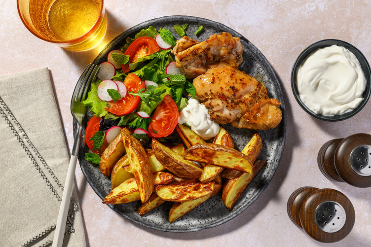 Double Greek-Style Chicken & Potato Wedges